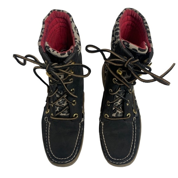 Sperry Top Sider Hikerfish Black Leopard Boots - Picture 2 of 16